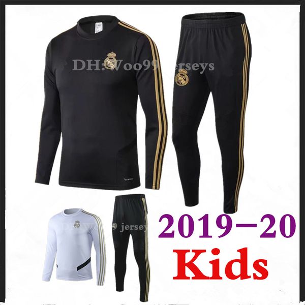 

kids kit 2019 20 real madrid tracksuit soccer kit chandal maillot de foot tracksuit 2019/20 boy training suit survÃªtement sportswear, Black