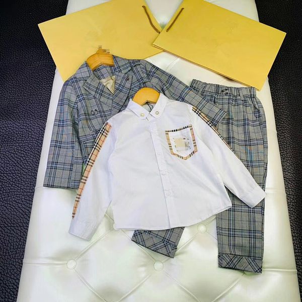 

3 piece boy et 2019 pring autumn uit thou and hand ome kid clothing et double brea ted long leeve hirt outerwear pant