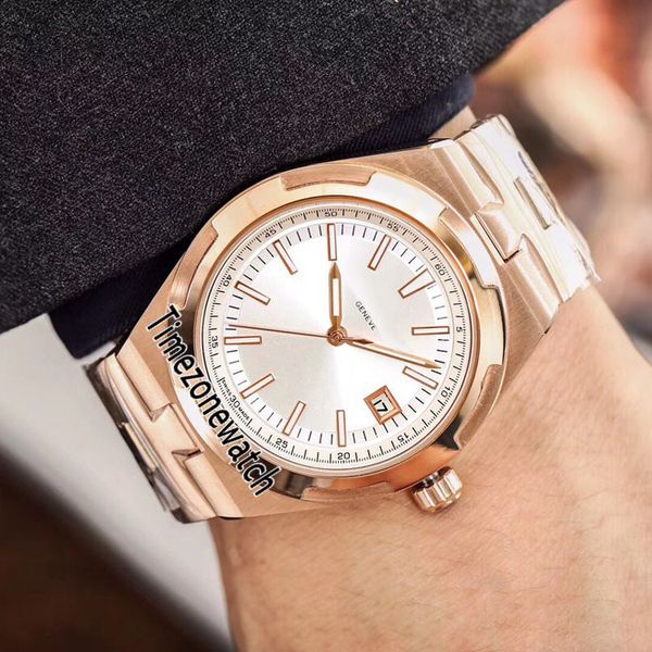 

new overseas 4500v/110a-b126 rose gold silver dial a2813 automatic mens watch stainless steel bracelet watches timezonewatch e13a1, Slivery;brown