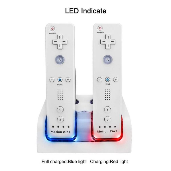 

new remote controller dual charging dock station + 4x 2800mah battery pack for nintendo wii gamepad charger with led light