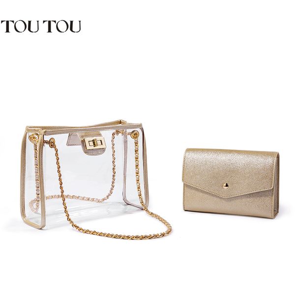 

toutou new 2019 summer fresh clear jelly bag simple and versatile chain bag liquid fairy single shoulder woman