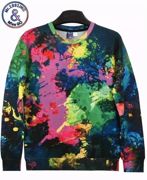 

mens designer 3d digital printing art abstract painting men and women class service personality creative round neck hip hop long sweater, Black