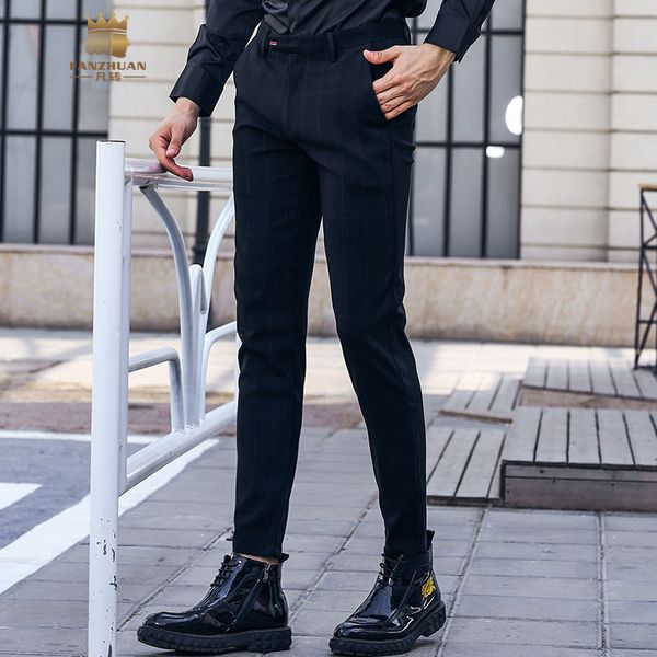 

fanzhuan men's male man new 2108 autumn skinny personality slim business striped pants european trousers 828075, Black