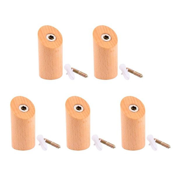 

5 pcs wood wall wooden cylinder shaped hanger wall hooks coat hanger organizer hangers home decoration (black beech