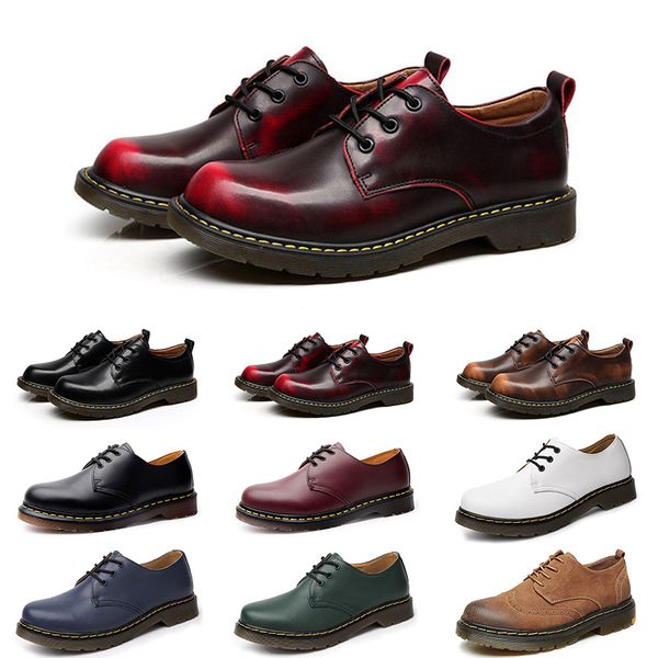 

2020 designer casual shoes men leather black white blue brown business fashion platform flat party mens trainers sneaker size 38-45 color17