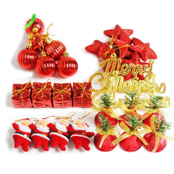 

christmas decor ornaments sets 4 colors star santa claus bell hanging decor new year wall home hanging shop display window 28pcs