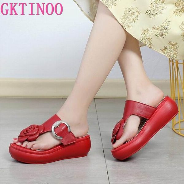 

gktinoo women flat platform sandals 2020 summer genuine leather handmade shoes women summer sandals slip on ladies shoes sandal, Black