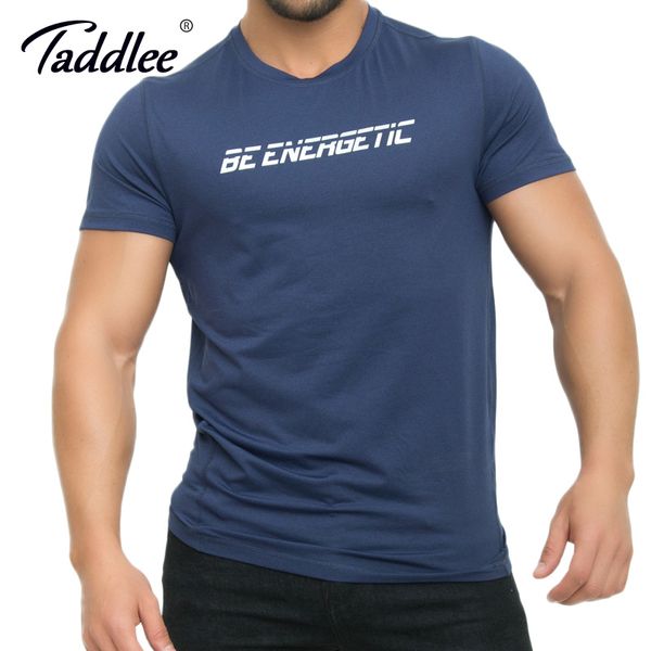 

taddlee brand men's t-shirt short sleeve high stretch tee shirts muscle sports run tshirt bodybuilding plus size xxl, Black;blue