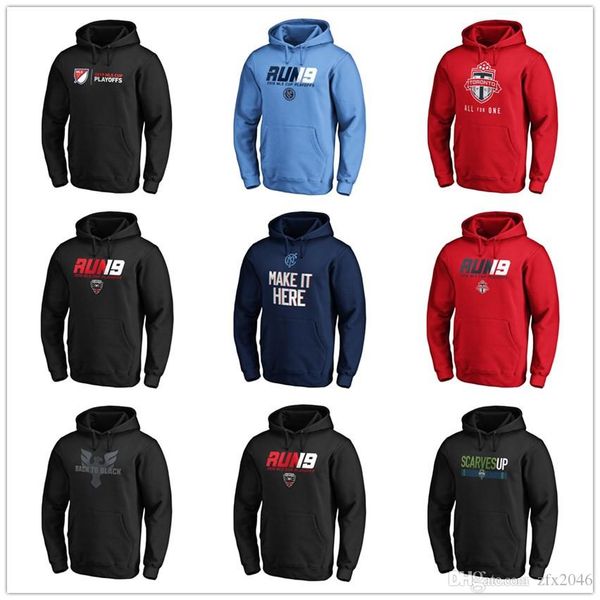 

mens designer hoodies soccer jerseys 2019 mls cup playoffs bound team slogan pullover hoodie jackets winter sweatshirts printed logos, Black
