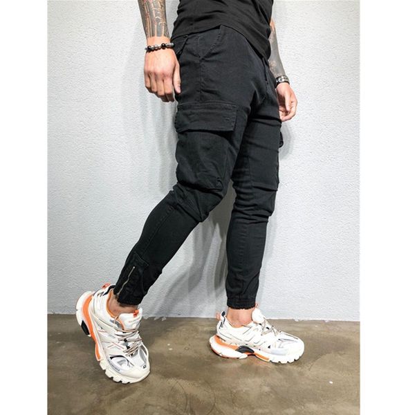 

19ss mens конструктора jogger pantalones мода solid color повседневный карандаш штаны молнии карманы брюки, Black