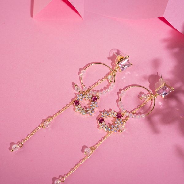 

mengjiqiao 2019 korean fashion romantic pink crystal tassel long earrings for women girls elegant sweet dangle pendientes gifts, Silver