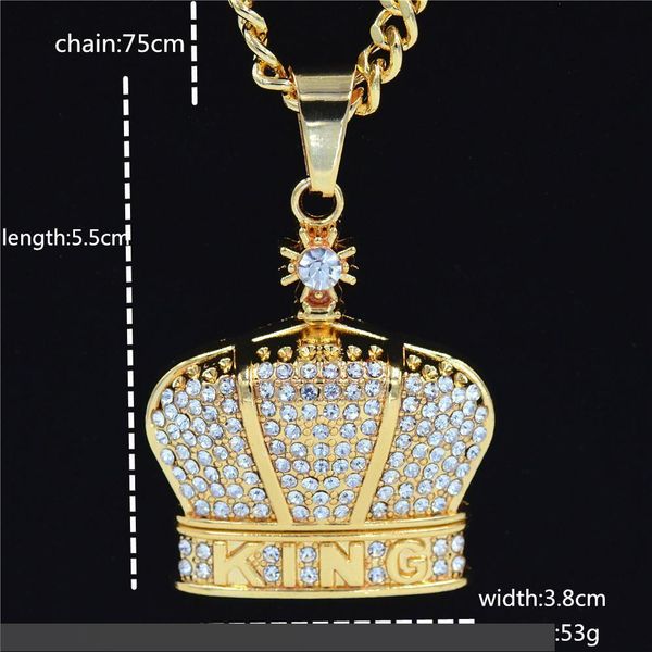 

popular new european and american hip hop pendant rap crown hollow water necklace men's fashion accessories, Silver