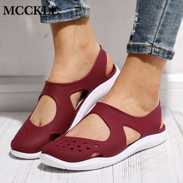 

mcckle summer women sandals soft flat slip on female casual jelly shoes girl sandals hollow out mesh flats beach footwear new t200529, Black