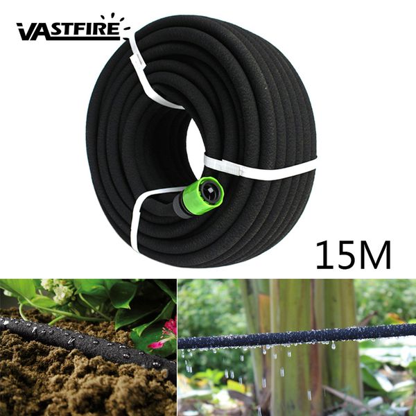 

25/50ft 7.5m/15m black porous soaker hose expandable magic flexible watering tubing pipe drip seep garden lawn plant irrigation