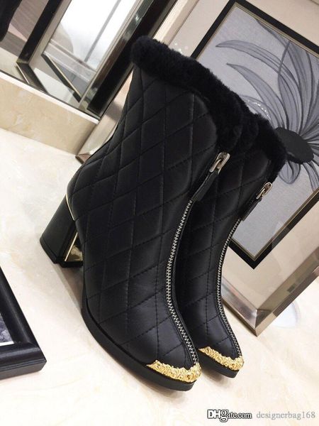 

мода высокого качества дизайнер кожа овчины обувь высокого голенища обувь 2019 новое прибытие женщина заклепок внутри и снаружи овчины boots, Black