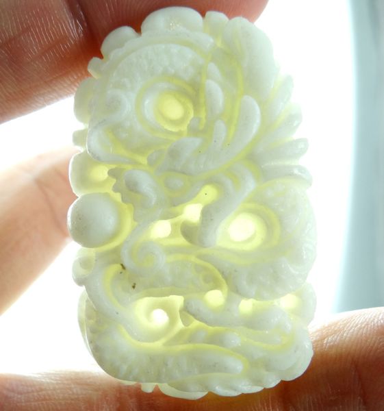 

51*33wholesale natural chinese liantian stone hand-carved statue of dragon amulet pendant necklace jewelry making, Silver