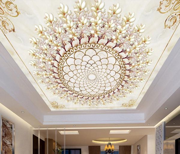 

custom p wall paper orchid imitation ceiling wallpaper 3d living room bedroom ktv bar ceiling wall painting silk wallpaper mural
