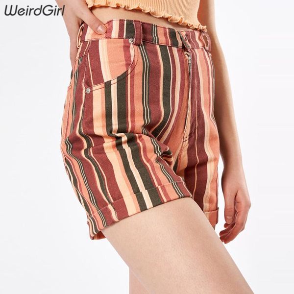 

weirdgirl women shorts casual fashion high waist elastic skinny striped summer pocket mini trousers slim lady straight 2020 new, White;black