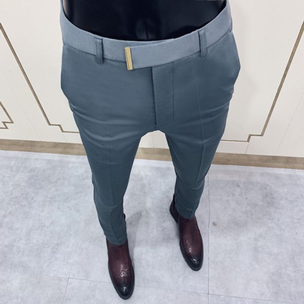 

slim men's 2020 spring new trend korean version of the slim feet nine points trousers men's stretch wild casual pants, Black