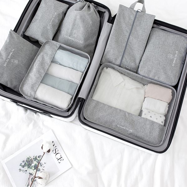 

7pcs / set travel essential duffel bags clothes shoe bra tourism finishing package business trip storage pouch accessories items