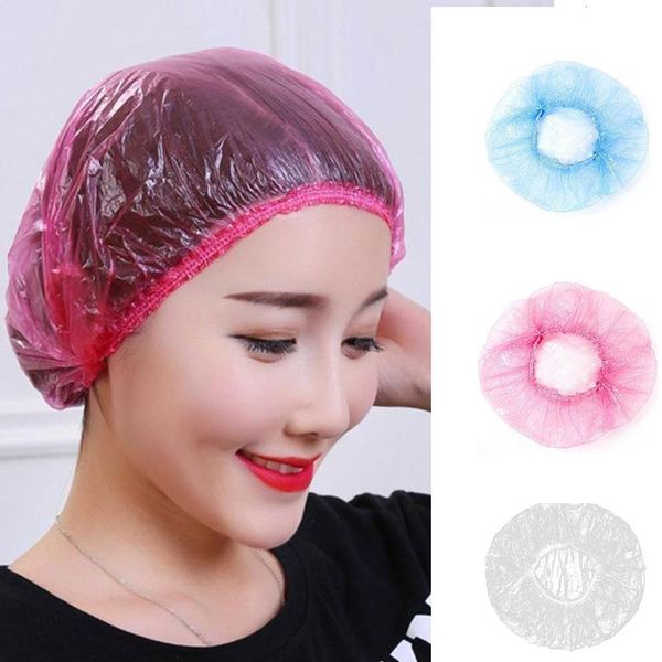 

cap disposable shower 100pcs/set clear elastic caps disposable l shower salon hair hat f5w1