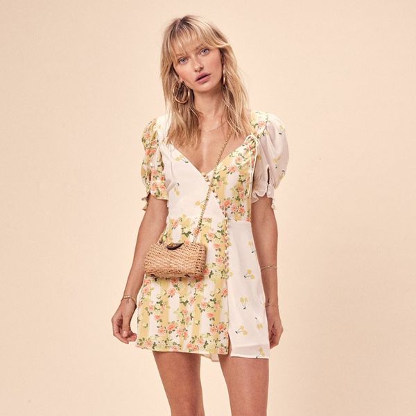 

дизайнер платья платья женщин цветочные печати мини платье лета женщин лоскутная кнопка фонарь shory v шеи сексуальное платье элегантный цве, Black;gray