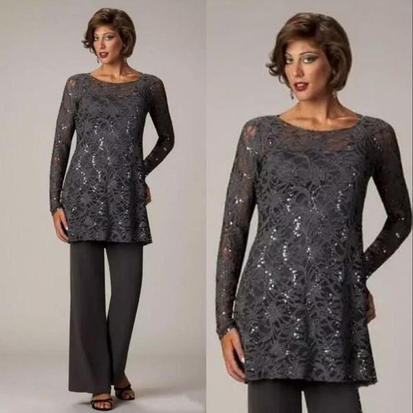 

mother of the bride suits for wedding guest long sleeves formal evening gowns jacket gray chiffon mother's pants, Black;red