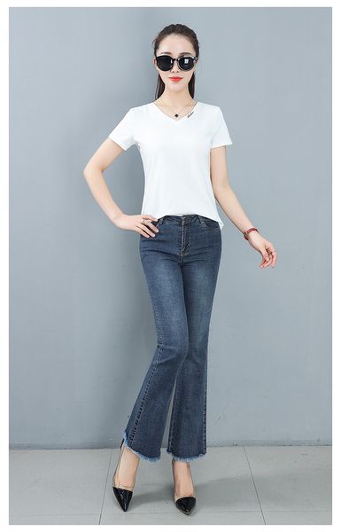 

the blue show thin flares temperament jeans in the spring and autumn