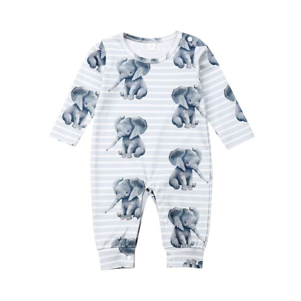 

newborn kids baby boy girl romper jumpsuit bodysuit elephant outfits hot, Blue