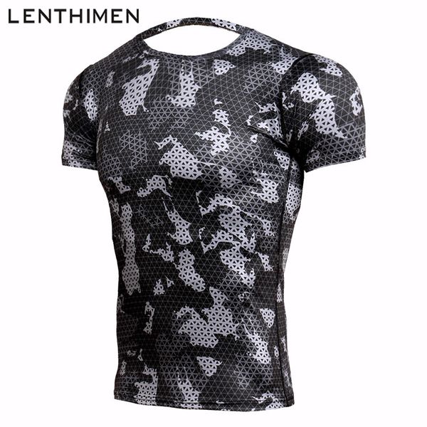 

camouflage short sleeve t-shirt compression running shirt men breathable short sleeve sport t shirt gym fitness rashgard, Black;blue