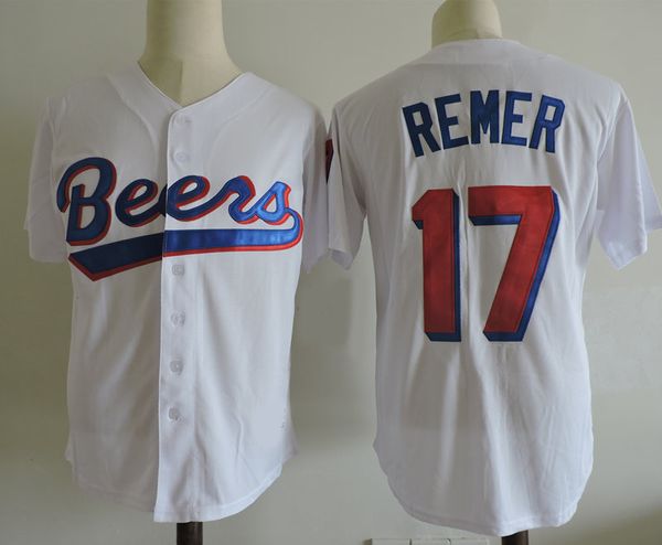 

mens baseketball beers movie jersey 44 joe coop cooper 17 doug remer beers jersey stitched shirts, Blue;black