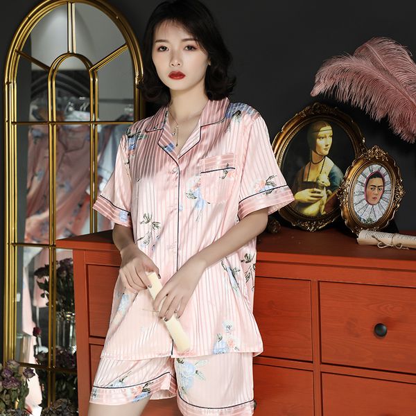 

silk pajamas for women shorts pyjama satin femme pyjamas women sleepwear set women's clothing for the summer home suit nightie, Black;red