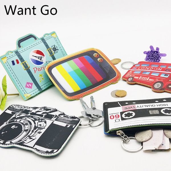 

want go cute cartoons child coin purses coin collection pouches mini pu leather wallets small purses women clutch storage bag, White