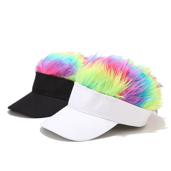 

нью-hat unisex забавный парик cap flair волос visor повседневный многоцветный cap парик бейсболка родитель-ребенок улица модные открытый, Black