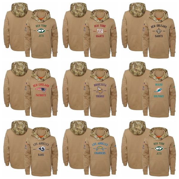 

youth jets giant saintss patriot viking dolphin ram charger khaki 2019 salute to service therma pullover hoodie, Blue;black