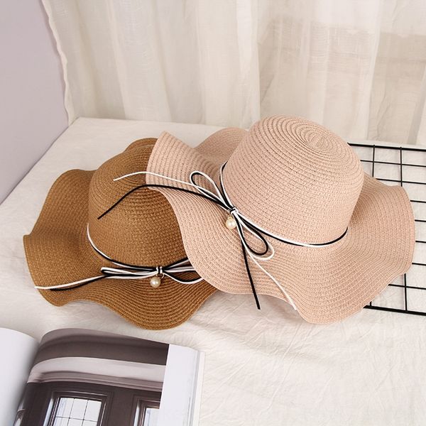 

butterfly bowknot girl sun elegant wavy beach butterfly pearl bowknot pearl girl sun hat elegant wavy beach hat, Blue;gray