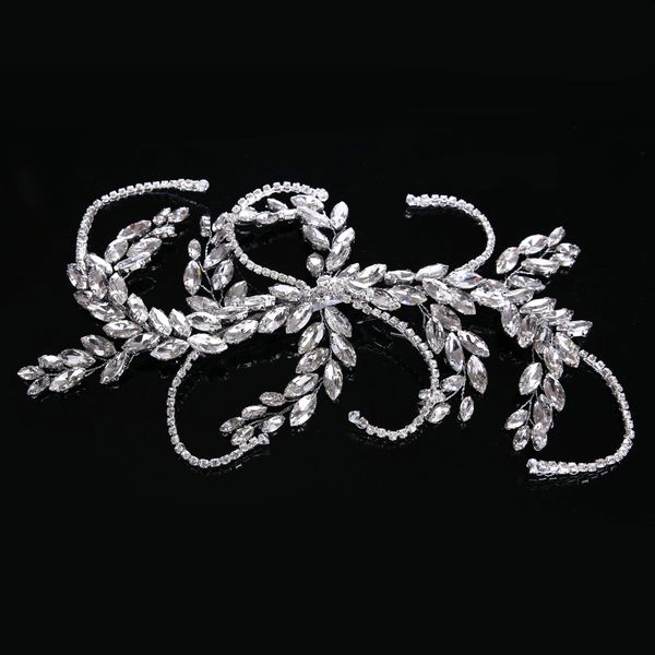 

silver handmade crystal hairgrips hair accessories crystal plant pattern ornament bridal hair jewelry for women, Golden;white