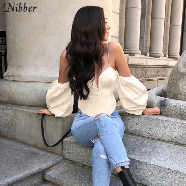 

nibber v neck off shoulder camisole womens tank fashion trend new year party crop spring summer 2020 new style, White