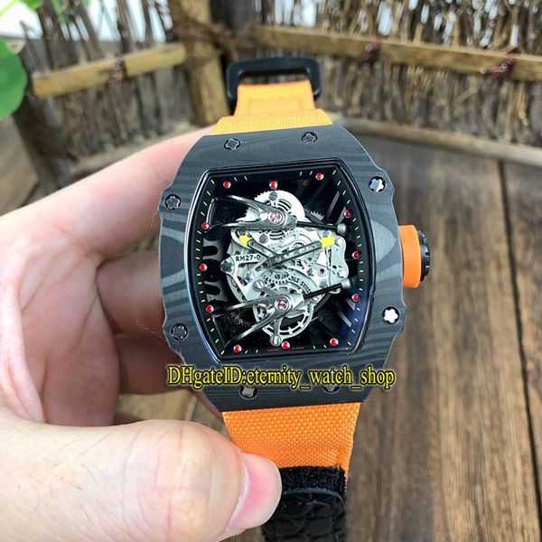 

топ-версия rm 27-02 надаль black carbon fiber case skeleton коммутируемого япония miyota автоматические мужские rm27-02 часы оранжевый нейло, Slivery;brown