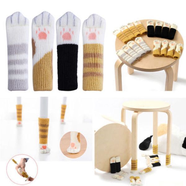 

4pcs home soft chair foot mat protection set of tables and chairs leg floor pads anti-slip floor knitting sock table feet mat