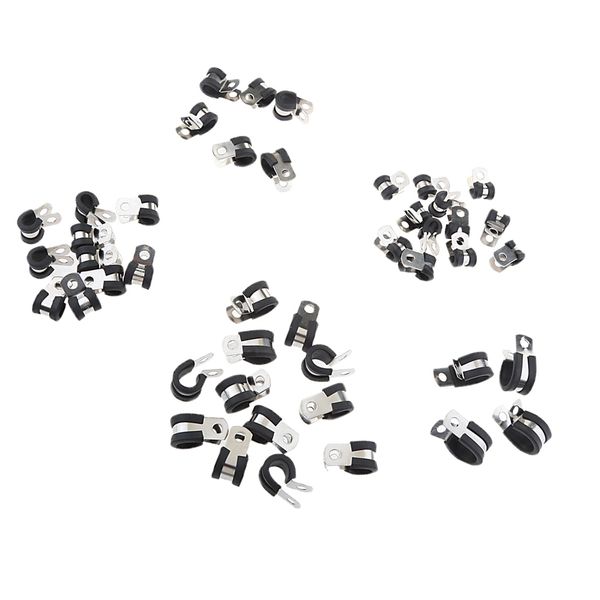 

44pcs stainless steel rubber cushion cable pipe clamps with storage case