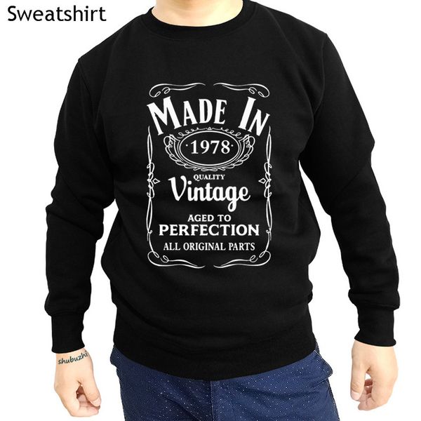 

mens cotton sweatshirt fashion male hoodies made in 1978 hoody born 40th year birthday age present vintage shubuzhi brand, Black