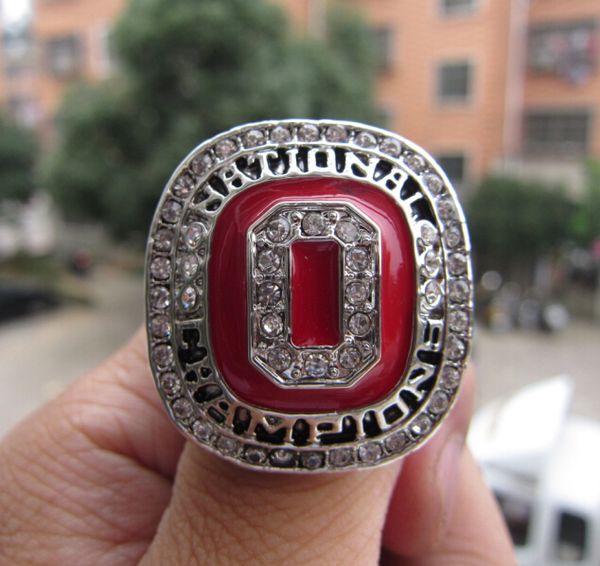 

ohio state 2014 osu buckeyes cfp football national championship ring with wooden display box souvenir men fan gift wholesale drop shipping, Golden;silver