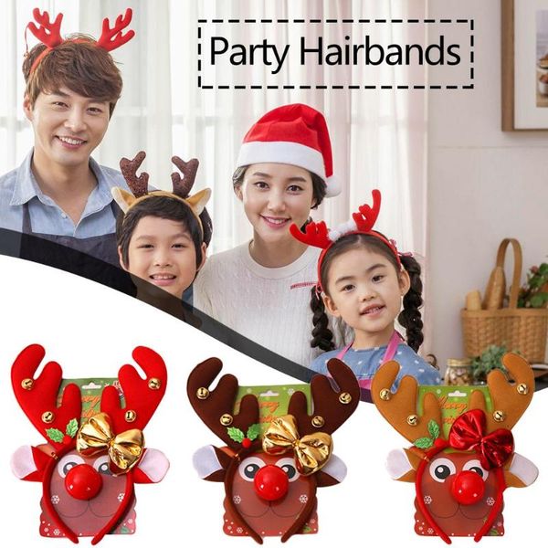 

cute antler elk hair hoop headband red nose for xmas kid costume party prop