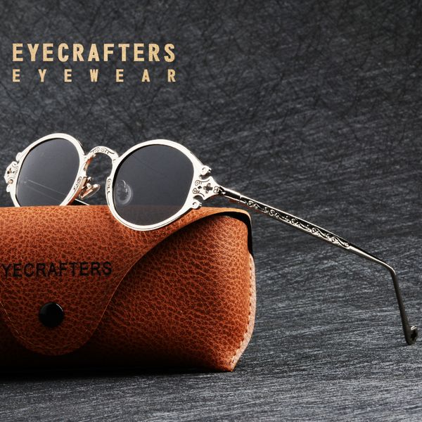 

luxury fashion brand designer sunglasses mens womens oval round gothic sunglasses retro vintage steam punk, White;black