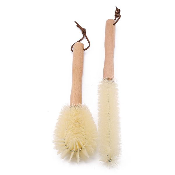 

new cup brush wood straight nylon bottle scrub clean brush wood handle hook baby bottle brush bottle cleaner baby product