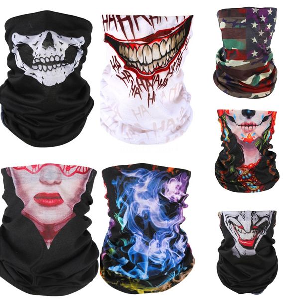 

cyliy outdoor sports bandana printing style multi-function magic anti-uv half face mask neck er headwear skull scarf cycling skull scarf#693, Blue;black