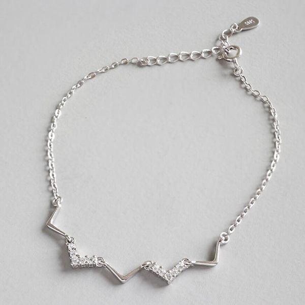 

luxury jewelry s925 sterling silver bracelets v shape wave zircon bracelets for women fashion of shipping, Golden;silver