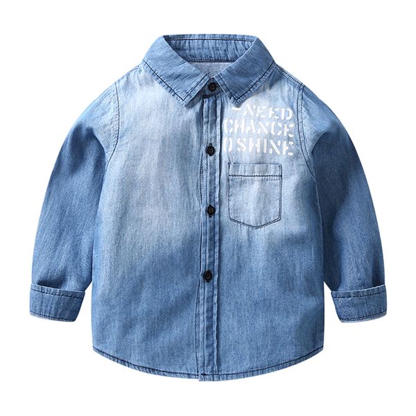 

autumn baby boy tees shirts long sleeve letters pattern t-shirts kids denim casual blouse, Blue;gray