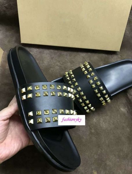 

donna willow nail slippers designer luxury red bottoms shoes womens rivet spikes flat shoesoriginal box, Black